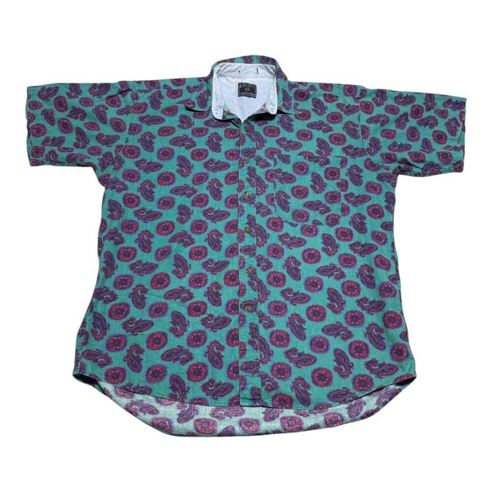 Vintage Chaps Ralph Lauren Paisley Multicolor Button Down Shirt Adult 2XL